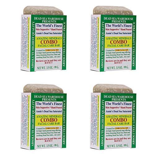 Dead Sea Facial Care Bar Combo 3.5 oz Pack of 4 - Handcrafted, Unscented for Combination Skin