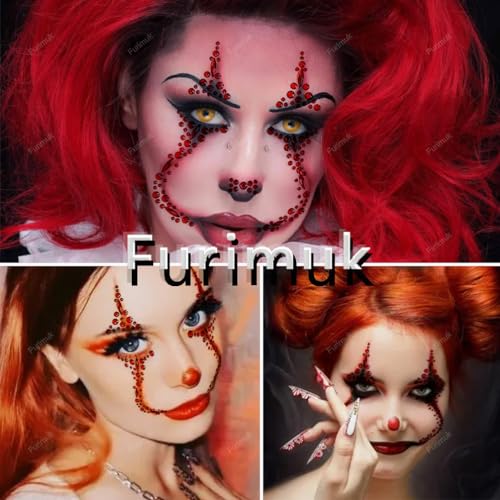 Halloween Face Gems Jewels Tattoos for Women, Day of the Dead Skull Rhinestone Crystal Stones Body Gems Makeup Sticker for Halloween Festival Rave Party Cosplay (Medium, Count, 1)