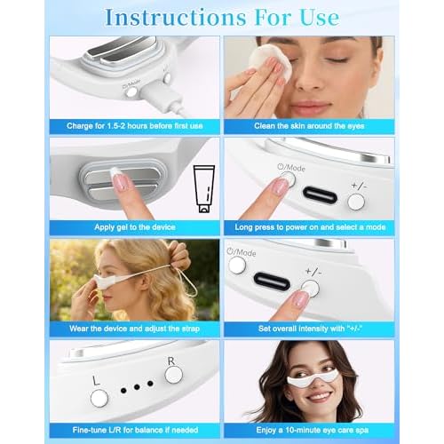 Under Eye Red Light Therapy,3 Modes Red Light Therapy Device Microcurrent Eye Massager,Red Light Glasses For Eye Bags Dark Circles Puffiness Wrinkles Fine Lines, Relieving Eye Fatigue