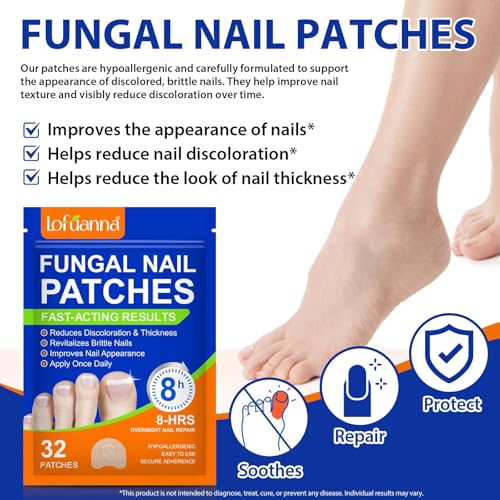 Toenail Treatment Extra Strength 32 Patches - Overnight Nail Repair for Damaged Nails, 2PCS