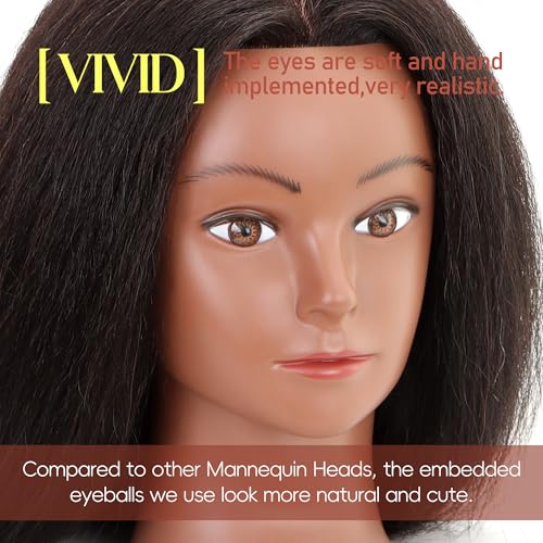 YODIDI 16-Inch Human Hair Mannequin Head for Hair Styling & Practice