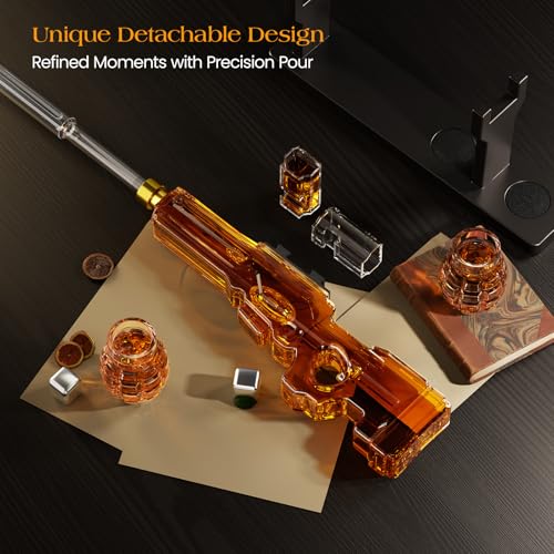 Kollea Whiskey Decanter Set with Grenade Glasses - Unique Gift for Him