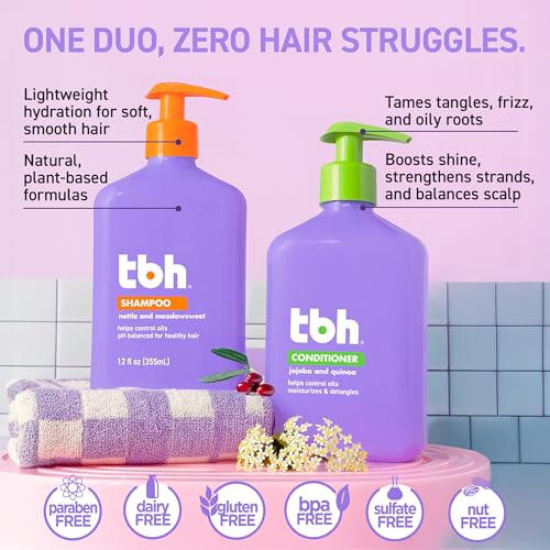 Kids & Teen Shampoo and Conditioner Set - 12 Fl Oz, Sulfate & Paraben Free, Hydrating Hair Care for All Hair Types - Pack of 2
