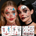 4¡¿ Clown Face Tattoo, Halloween Temporary Tattoos Clown Makeup Joker Tattoos,Halloween Face Tattoos Joker tattoo Temporary for Horror Party Decor Role Playing (4Pcs clown face tattoo)