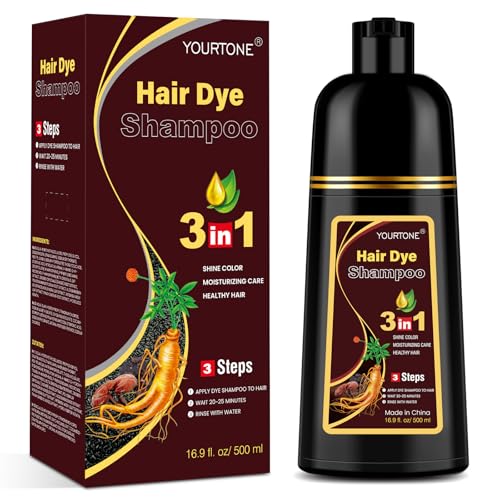 Brown Hair Dye Shampoo 3 in 1 for Gray Hair Coverage - BROWN
