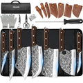 14PCS Auspicious Cloud Butcher Knife Set with Roll Bag - Hand Forged High Carbon Steel