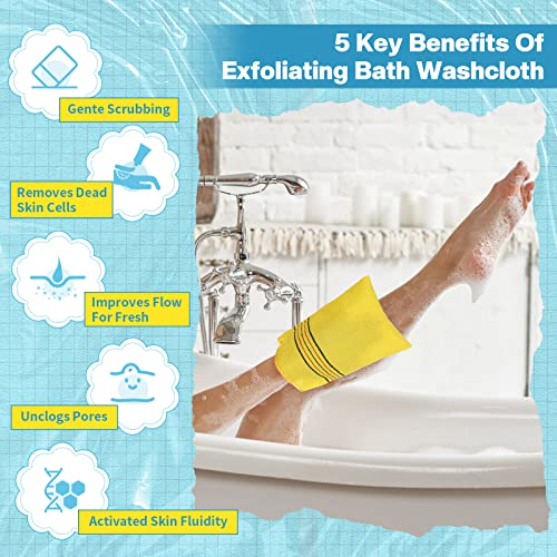 Large 50 Pcs Exfoliating Body Washcloths Set - Reusable Bath Scrub Towels