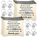 Geosar 16 Pcs Employee Appreciation Gifts for Women Makeup Bags Women's Day Inspirational Canvas Cosmetic Bags Thank You Keychains for Coworker Staff Nurse Teacher Volunteer Team