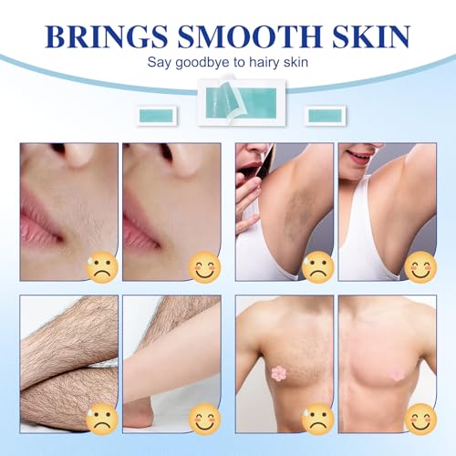 Wax Strips Hair Removal Kit ? 60 Wax Strips + 10 Calming Oil Wipes, No Heating Required, Gentle & Effective for Face, Legs, Arms & Underarms, For Sensitive Skin, Beach Travel Essentials Kit