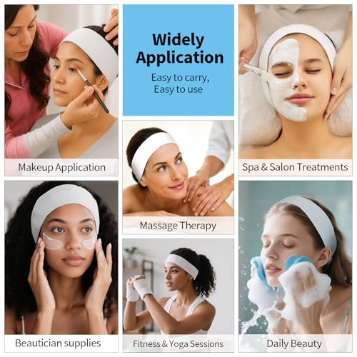 Meifuly 200PCS Disposable Headbands for Women, Soft & Elastic Spa Hairbands for Makeup & Face Washing