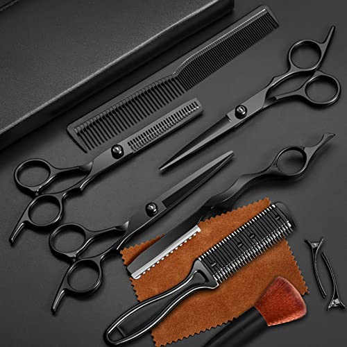 Fetinar Black 11-Piece Professional Hair Scissors Set with Stainless Steel Blades