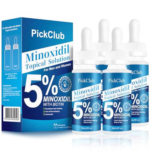 Minoxidil Hair and Beard Growth Serum 4-Pack - Fast Absorbing, Unscented, 8.12 fl oz