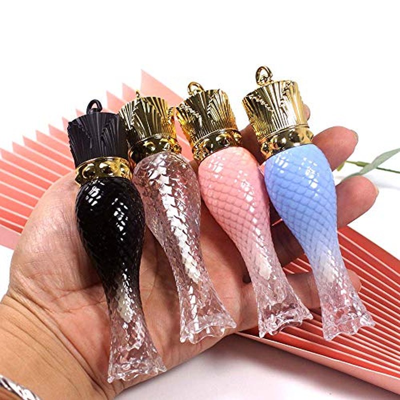 10 Pcs 5ml Mermaid Plastic Lip Gloss Tubes Vials Empty Refillable Lip Glaze Tubes with Crown Wand DIY Lipstick Tube Travel Lipgloss Bottle Cosmetic Container for Woman Girl Makeup,Mix-Color