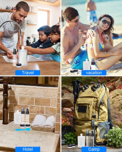 SEQUHITKU 51 Pack Travel Toiletry Pouches Set - Refillable, Leak-Proof, TSA Approved (A-17pcs Pack of 3)