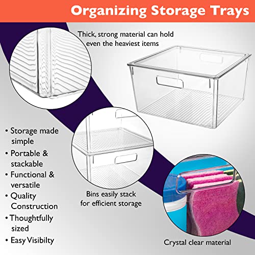Large Plastic Storage Bins with Lids - Pantry Organizer XL 8 Pack