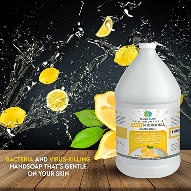 Antimicrobial Liquid Hand Soap (1 US Gallon) - Antibacterial Soap Refill - Hand Soap Refill Bottle - Cruelty Free Moisturizing Soap, Calm Lemon Citrus