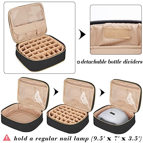 LUXJA Detachable 2 Layers Nail Polish Storage Case Holds 60 Bottles - Black