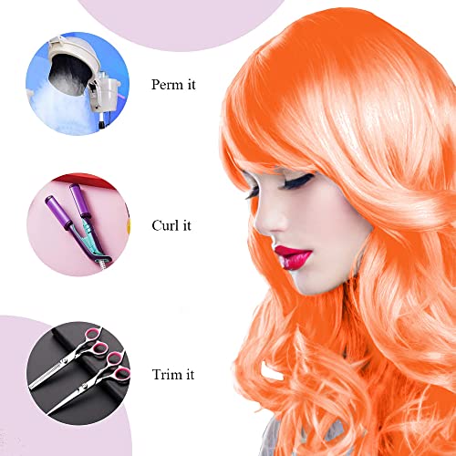 Neon & Curly Color Wigs 6 Pack with Glasses - Blue, Green, Orange, Purple, Pink, Wine Red