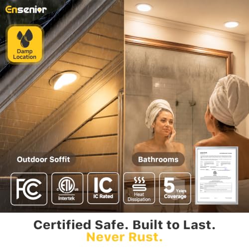 Ensenior 6 Inch Gimbal LED Recessed Light 5CCT Dimmable 12W 1200LM 6-Pack
