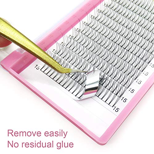 PRO LASHBEAUTY Premade Volume Fans Eyelash Extensions, 3D-C-0.07-9, Short Stem, C/D Curl, 0.07/0.10, Vegan, Individual, False Eyelash