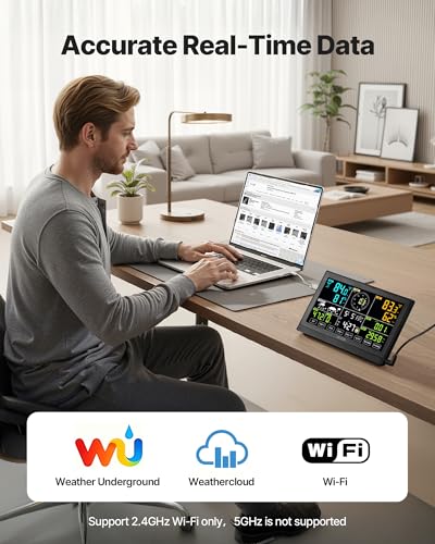 Modern 7-in-1 Wi-Fi Weather Station with 7.5-Inch VA Display, Solar Power, Outdoor Sensor