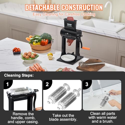 VEVOR 5.8-Inch Commercial Meat Tenderizer, Heavy Duty Stainless Steel Kitchen Tool