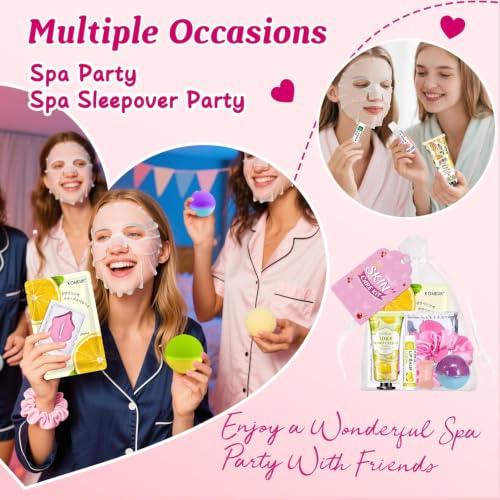 60PCS Spa Party Supplies Kit for Girls Sleepover Party - Facial Masks, Lotions & Gifts
