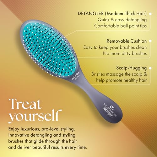 Olivia Garden OG Brush Collection Set - 3 Professional Hair Brushes with Detanglers & Styler, Black - 3-Piece Kit