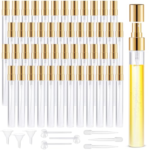 Mini Glass Spray Bottle Set 50 Pcs 10ml Transparent with Golden Cap - Variation of Spray Bottle10ml-50P-Golden