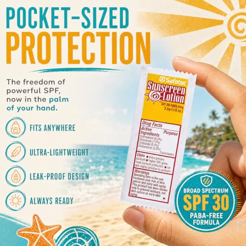 HOMESPHERE Bulk Pack of 100 Mini SPF30 Sunscreen Packets – Travel & Outdoor Sun Protection