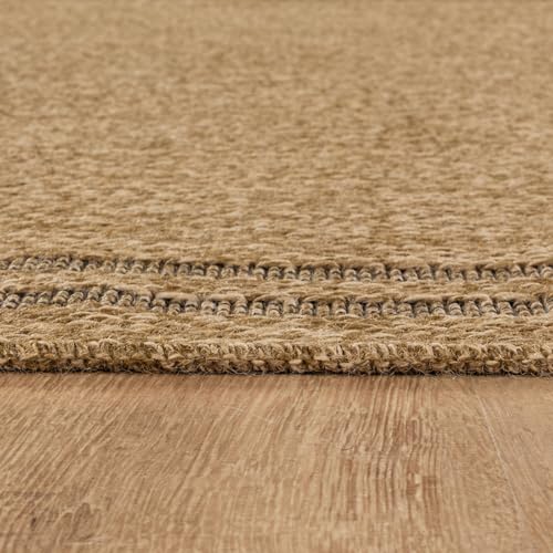 Bordered Natural & Black 5x7 Jute Rug for Indoor Outdoor Living Room Kitchen