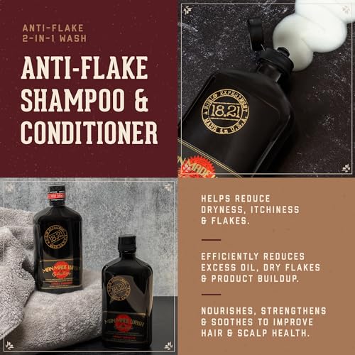 18.21 Man Made Anti-Flake 2-in-1 Shampoo & Conditioner - Hydrates Dry Scalp, Sweet Tobacco Scent