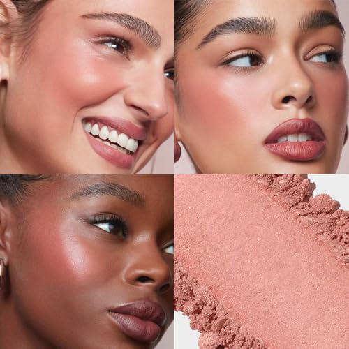 Single Warm Peach Orange Matte Powder Blush Palette Face Makeup - Buildable High-Impact Cream Blush, Youthful Cheeks Makeup, Lightweight Long-Lasting, Cruelty-Free for Women 03#