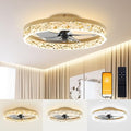 19.7 Inch Gold Ceiling Fan with Lights and Remote - Dimmable, Low Profile Flush Mount, Modern Ceiling Fan for Bedroom Living Room Kitchen