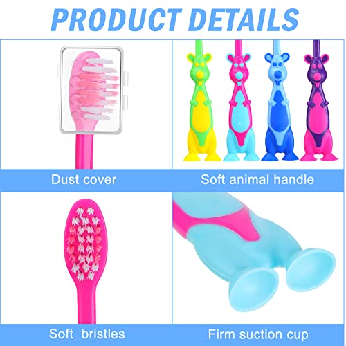 Gerrii 400 Pcs Kids Soft Kangaroo Shape Toothbrushes with Covers - Bulk Pack