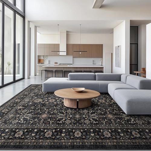Dark Gray 6x9 Washable Area Rug - Ultra Soft Non-Slip Living Room Carpet