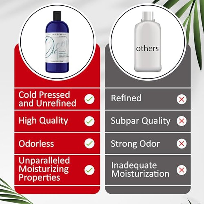 cocojojo Pure Bitter Almond 32 oz 1 Quart Oil Unrefined Cold Pressed Extra Virgin All Natural Perfect for Hair Face Skin Nails