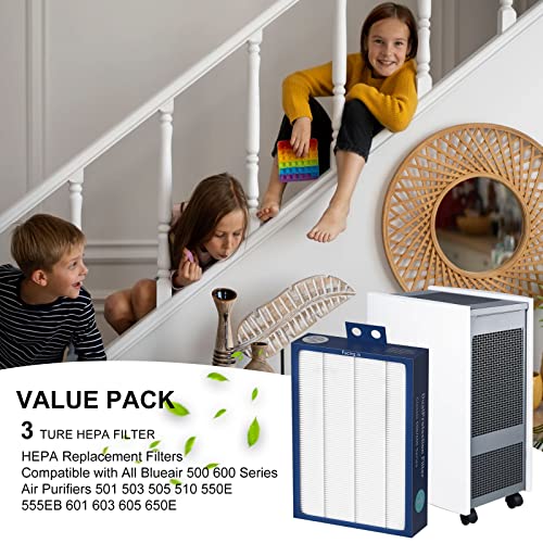 Dual Protection Pack of 6 HEPA Filters Compatible with Blueair 500/600 Series Air Purifiers