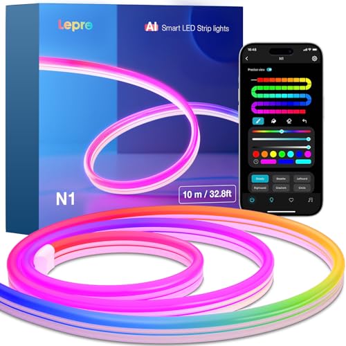 Lepro N1 AI Smart RGB Rope Light 32.8ft with IC, Wi-Fi & Bluetooth