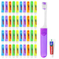 Travel Toothbrush and Toothpaste Set 50 Pack - Foldable, Individually Sealed