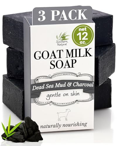 Dead Sea Mud & Charcoal Detox Soap Bar for Face & Body - 3 Pack