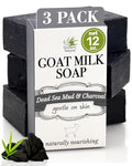 Dead Sea Mud & Charcoal Detox Soap Bar for Face & Body - 3 Pack