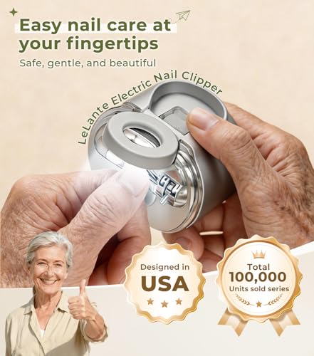 Electric Nail Clippers with Magnifying Glass & LED Light - D-Gray