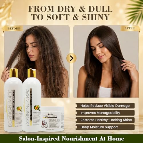 Nourishing Sulfate-Free Hair Care Set for Dry & Damaged Hair with Avocado & Coconut
