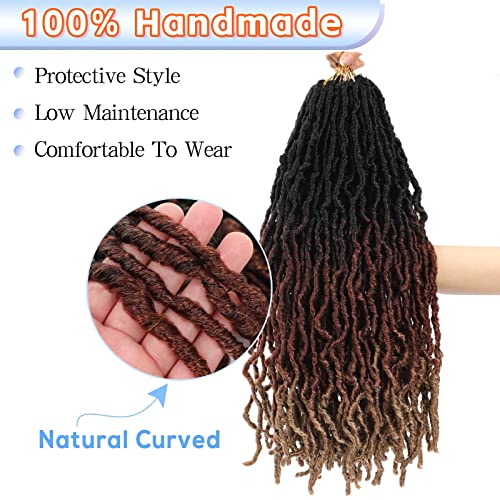 24 Inch Faux Locs Crochet Hair Set - Ombre 7 Packs for Black Women, Pre-Looped & Natural Look Variation of 1B/30/27