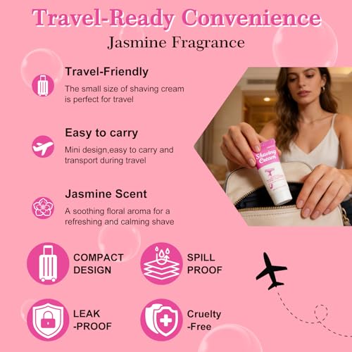 Womens Shaving Cream Bulk Travel,1fl oz/30ml Shave Gel for Women,Care Dry Skin Womens Shave Gel for Travel Guests(Jasmine,Pack of 20)