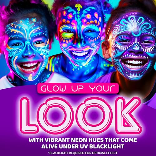 Blue Squid Face Paint Water Based Single Cake Professional Face Paint & Body Paint - Water Activated, Kids Adults Face Painting for Costume, Halloween Makeup, Cosplay - Neon White Face Paint 30g