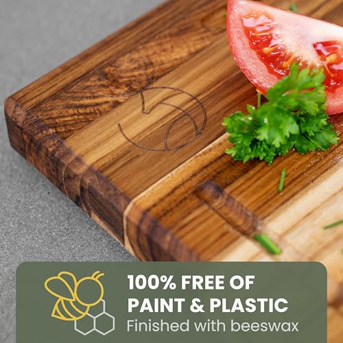 Large Teak Wood Cutting Board - 18 x 14 x 1.2 Inches - Solid Hardwood Chopping Block