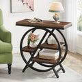 Tribesigns Rustic Brown 3-Tier End Table with Storage - Industrial Nightstand & Sofa Side Table
