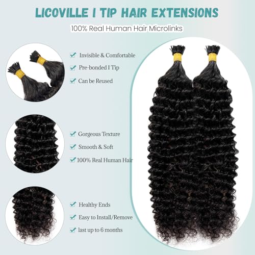 Kinky Curly I Tip Human Hair Extensions 22 Inch 50G - Natural, Thick & Full, Micro Link Method Variation #KC / 22 Inch-50G